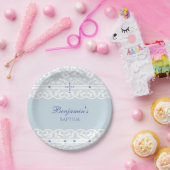 Dusty Blue Cross Christening Christian Baptism Pappteller (Party)