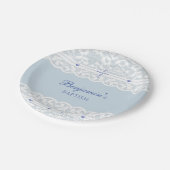 Dusty Blue Cross Christening Christian Baptism Pappteller (Schrägansicht)