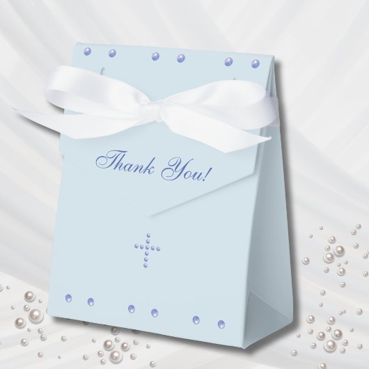 Dusty Blue Cross Christian Baptism Geschenkschachtel