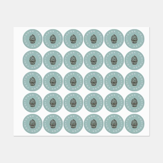 Dusty Blue Cupcake Bäckerei Kleine Labels Etiketten (Blatt)