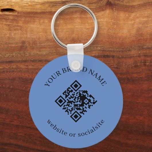 Dusty Blue Custom Business QR Code Keychains Schlüsselanhänger (Rückseite)