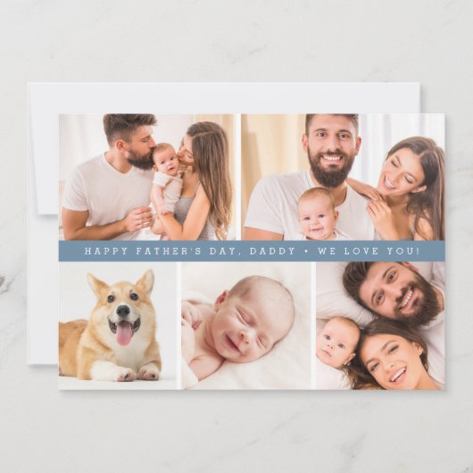 Dusty blue Custom Foto Happy Vatertag DADDY Feiertagskarte (Vorderseite)