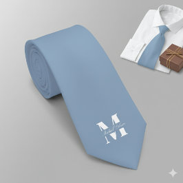 Dusty Blue | Custom Monogram Wedding Groomsmen Krawatte