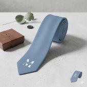 Dusty Blue | Custom Monogram Wedding Groomsmen Krawatte