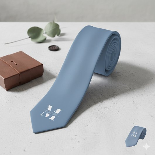 Dusty Blue | Custom Monogram Wedding Groomsmen  Krawatte