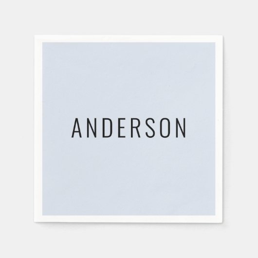 Dusty Blue Custom Nachname Paper Napkin Serviette (Vorderseite)