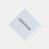 Dusty Blue Custom Nachname Paper Napkin Serviette (Ecke)