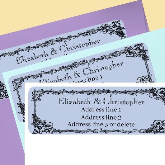 Dusty Blue Custom Name Floral Return Address