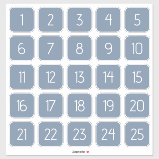 Dusty Blue Customizable Square Number Stickers  Aufkleber (Blatt)