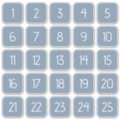 Dusty Blue Customizable Square Number Stickers  Aufkleber (Vorderseite)