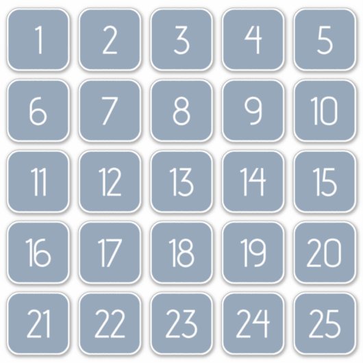 Dusty Blue Customizable Square Number Stickers  Aufkleber (Vorderseite)