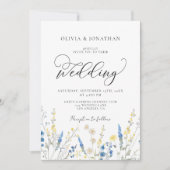 Dusty Blue Dainty All in 1 Budget QR Code Wedding Einladung (Vorderseite)