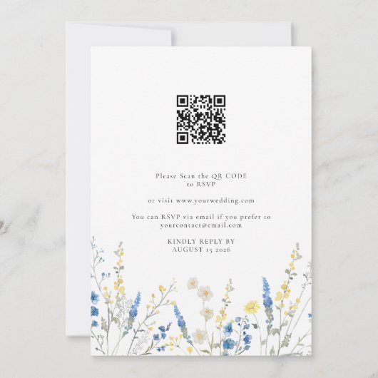 Dusty Blue Dainty All in 1 Budget QR Code Wedding Einladung (Rückseite)