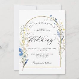 Dusty Blue Dainty Gold All in 1 Budget QR Hochzeit Einladung