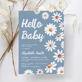 Dusty Blue Daisy Baby Shower Einladung