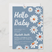 Dusty Blue Daisy Baby Shower  Einladung (Vorderseite)