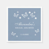Dusty Blue Daisy White Butterfly Brautparty Serviette (Vorderseite)