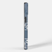 Dusty blue Damask wirl name Case-Mate iPhone Case (Rückseite / Rechts)
