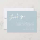 Dusty Blue Danky Card Moderner Minimalistischer Ju Dankeskarte (Rückseite)