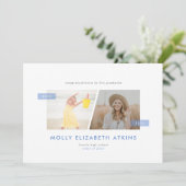 Dusty Blue Dann und Jetzt Zwei Foto Abschluss Ankündigung (Stehend Vorderseite)