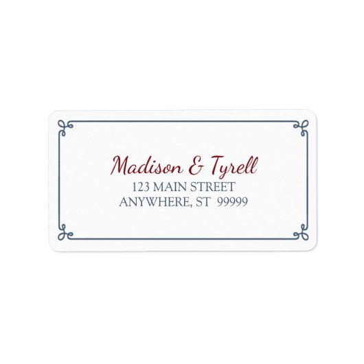 Dusty Blue & Dark Red Address Adressaufkleber (Vorne)