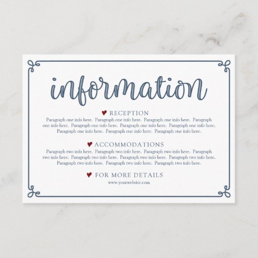 Dusty Blue & Dark Red Information Encryption Begleitkarte (Vorderseite)