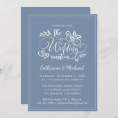 Dusty Blue Decorative Wedding Calligraphy Einladung (Vorne/Hinten)