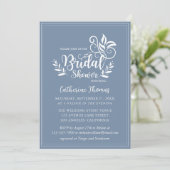 Dusty Blue Decorative Wedding Calligraphy Einladung (Stehend Vorderseite)