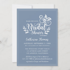 Dusty Blue Decorative Wedding Calligraphy Einladung