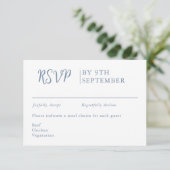 Dusty blue Decorative Wedding Calligraphy RSVP Karte (Stehend Vorderseite)