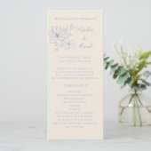 Dusty Blue Delicate Blume Wedding Detail Programm (Stehend Vorderseite)
