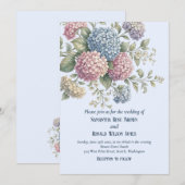 Dusty Blue Delicate Hydrangea Flowers Wedding Einladung (Vorne/Hinten)