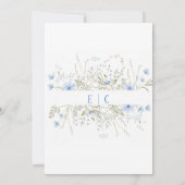 Dusty Blue Delicate Wildblume Hochzeit Einladung (Rückseite)