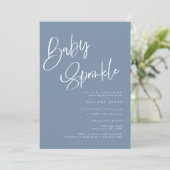 Dusty Blue Denim Bohemisch Baby Sprinkle Einladung (Stehend Vorderseite)