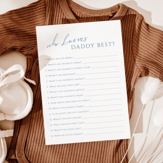 Dusty Blue, der Daddy Baby Shower Game Card kennt Einladung