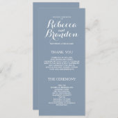 Dusty Blue Designer Skript Custom Wedding Programm (Vorne/Hinten)