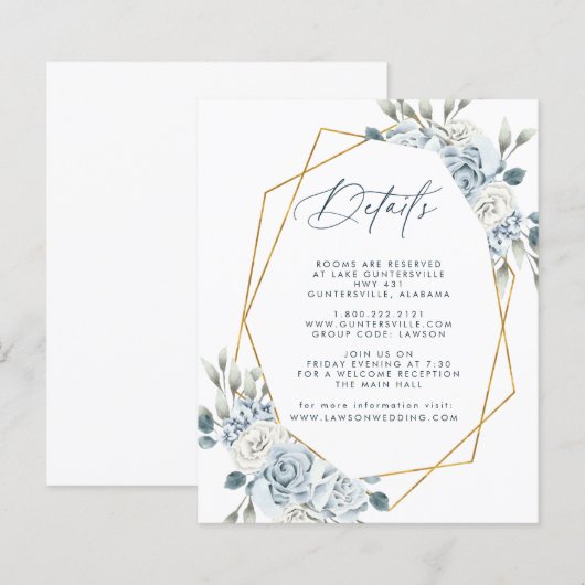 Dusty Blue Details Card (Vorne/Hinten)