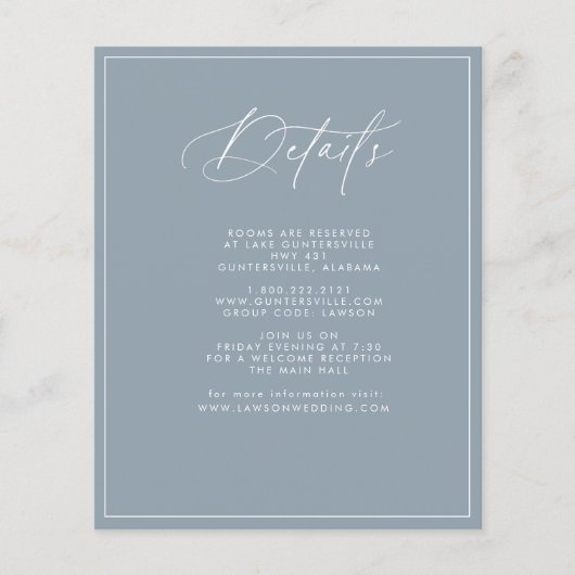 Dusty Blue Details Card (Vorderseite)