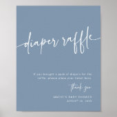 Dusty Blue Diaper Raffle Sign Boy Modern Minimal Poster (Vorne)