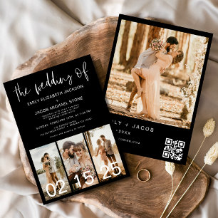 Dusty Blue Die Hochzeit von Minimalistischem QR-Co Einladung