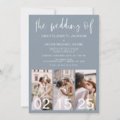 Dusty Blue Die Hochzeit von Minimalistischem QR-Co Einladung (Vorderseite)