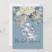 Dusty Blue Disco Ball Brautparty Einladung (Rückseite)