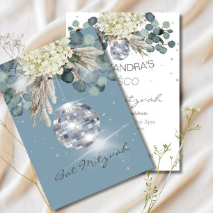 Dusty Blue Diskothek Ball Floral Bat Mitzvah Einladung