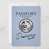 Dusty Blue Dominican Republic Passport Wedding Einladung (Rückseite)