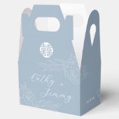 Dusty Blue Double Happiness Peonies Wedding Geschenkschachtel (Geöffnet)