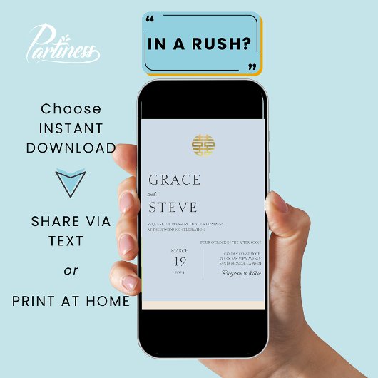 Dusty Blue Double Happy Chinesisch Koreanische Hoc Einladung