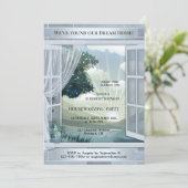 Dusty Blue Dream Zuhause Housewarming Einladung (Stehend Vorderseite)