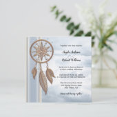 Dusty Blue Dreamcatcher Wedding Einladung (Stehend Vorderseite)