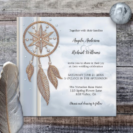 Dusty Blue Dreamcatcher Wedding Einladung