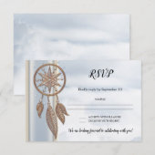 Dusty Blue Dreamcatcher Wedding RSVP Card Einladung (Vorne/Hinten)